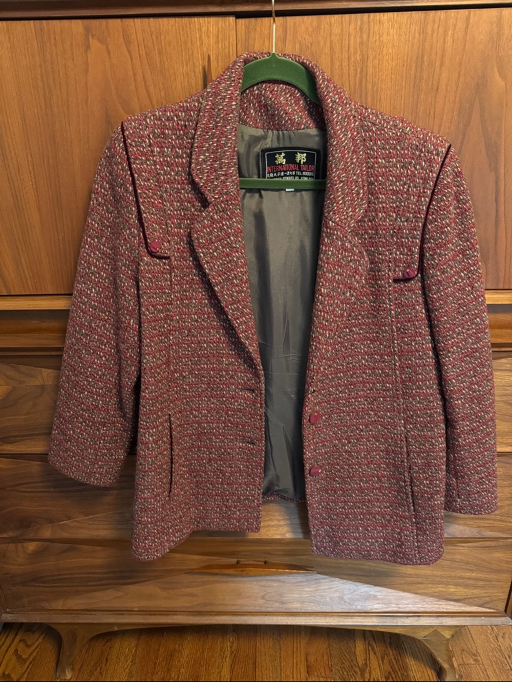 Burgundy Tweed Blazer Jacket